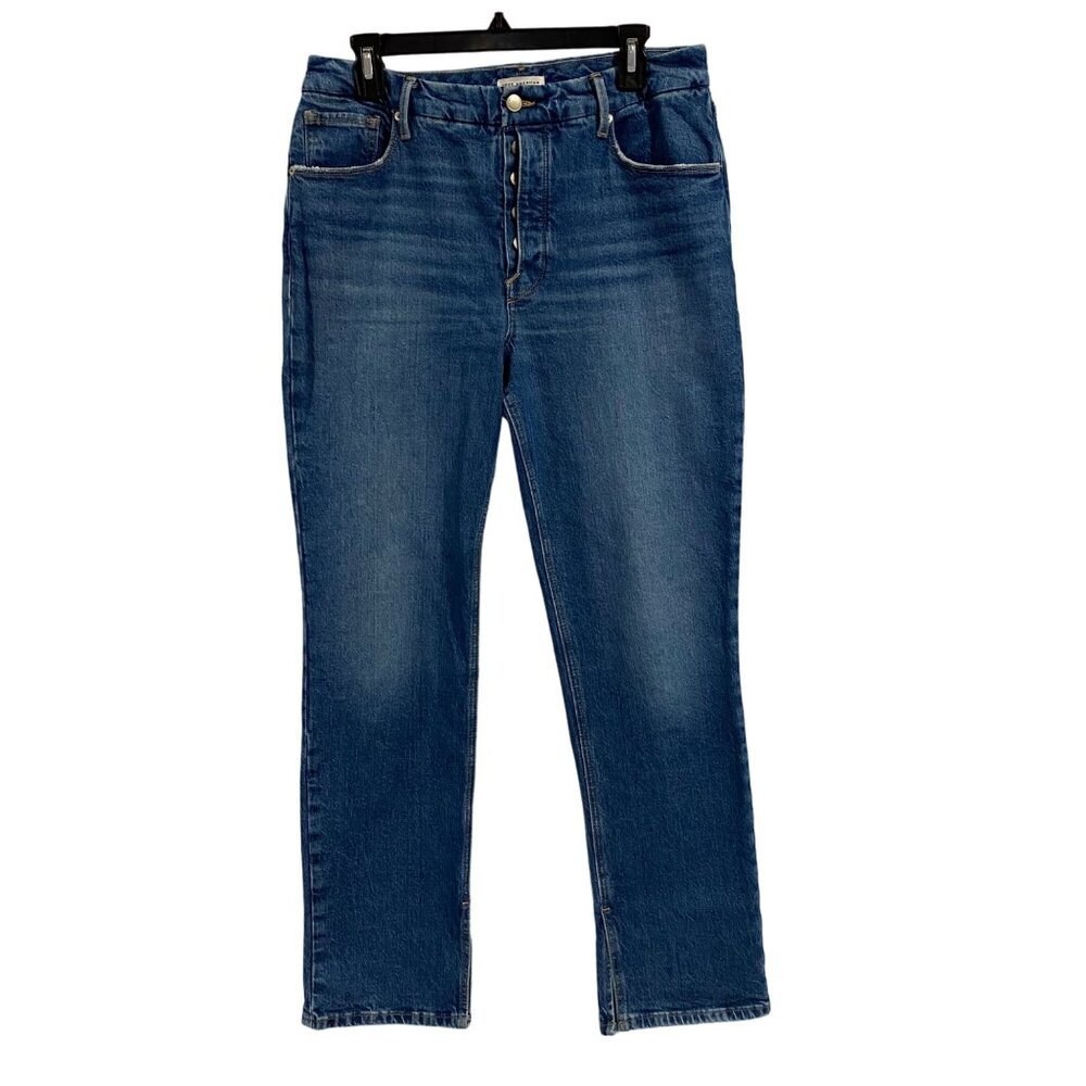 Good American Good Icon Button Fly Straight‎ Jeans Size 10 / 30